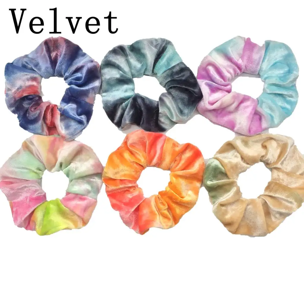 6pcs/lot Hair Scrunchies Accessories Elastic Band Holder Headwear Ties Tie Dye Color Leopard Velvet Neon Women Girls Scrunchy