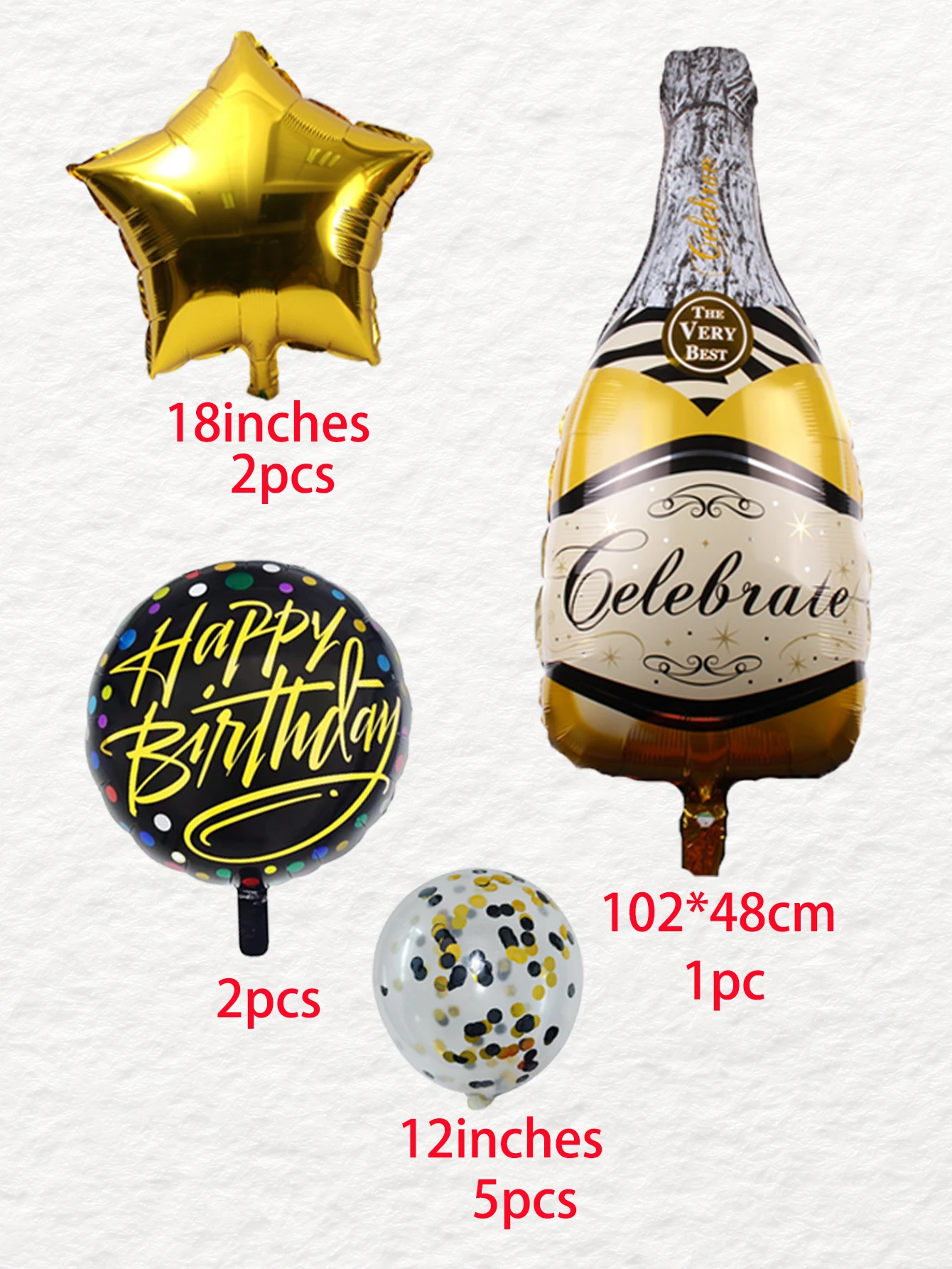 10pcs Gold Champagne Bottle Foil Balloons with Confetti Latex Balloon Wine Bottle Globos Birthday Party Decorations