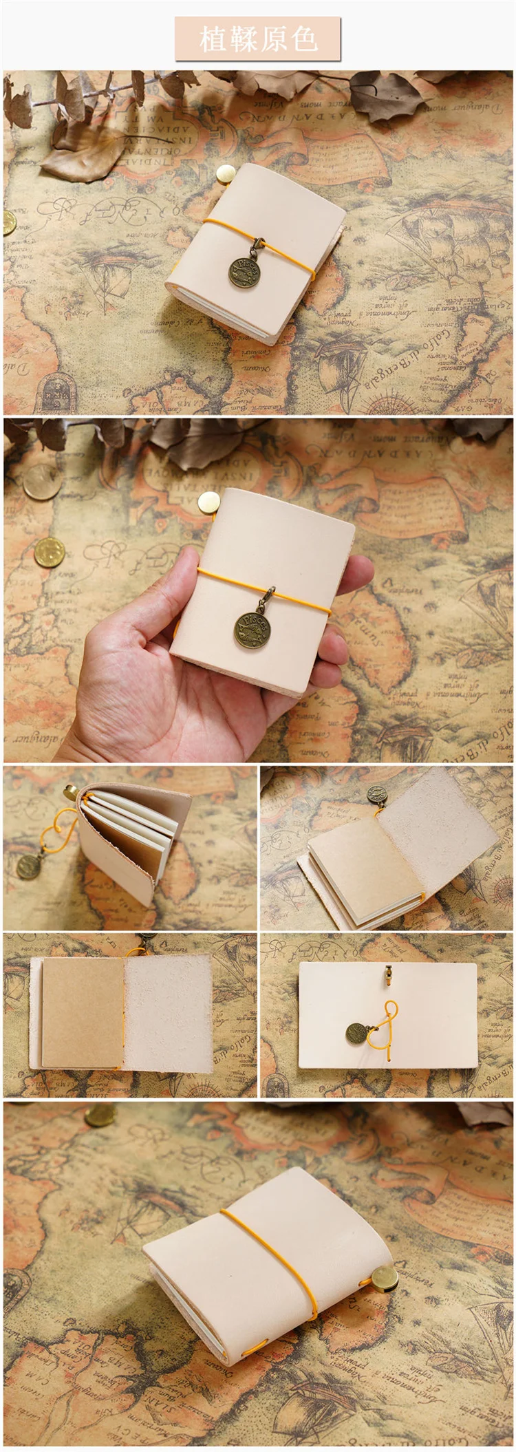 Handmade Vintage Traveler Booklet Mini Edition MINI Loose-leaf Notebook Top Layer Cowhide Pocket Diary Book Notebook