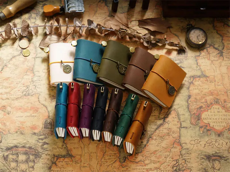 Handmade Vintage Traveler Booklet Mini Edition MINI Loose-leaf Notebook Top Layer Cowhide Pocket Diary Book Notebook