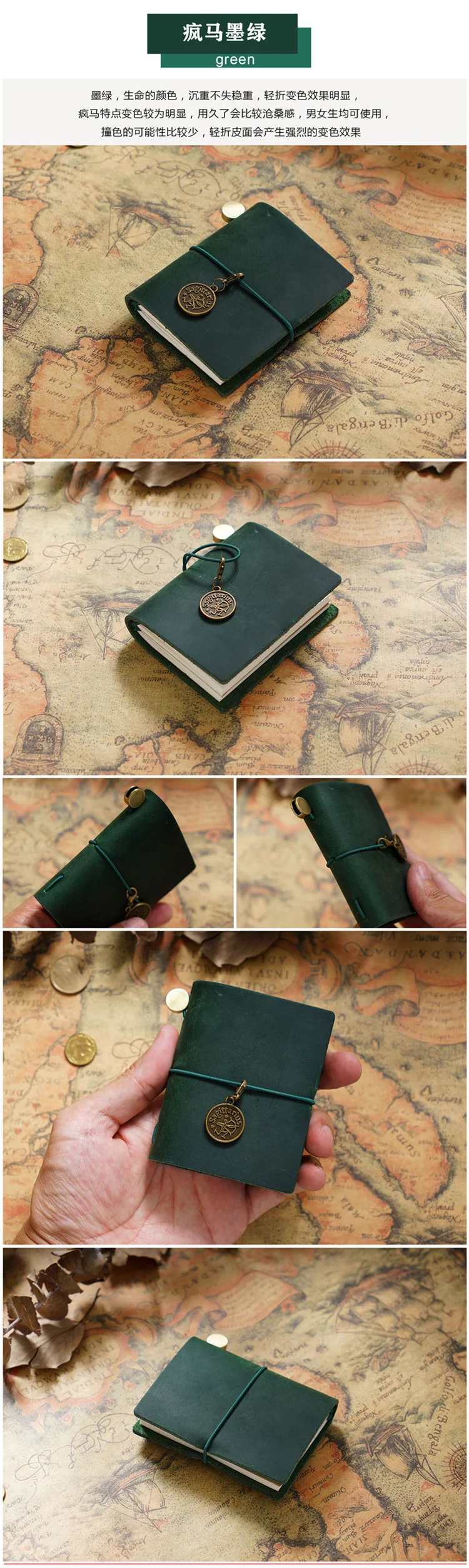 Handmade Vintage Traveler Booklet Mini Edition MINI Loose-leaf Notebook Top Layer Cowhide Pocket Diary Book Notebook