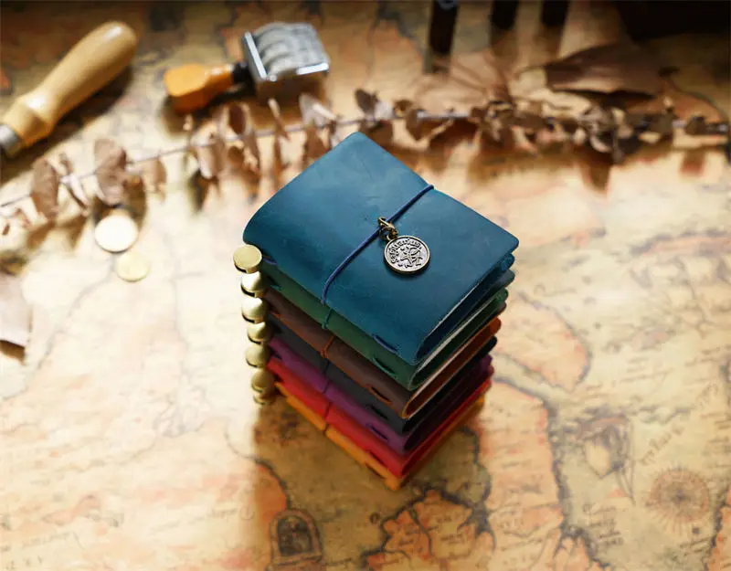 Handmade Vintage Traveler Booklet Mini Edition MINI Loose-leaf Notebook Top Layer Cowhide Pocket Diary Book Notebook