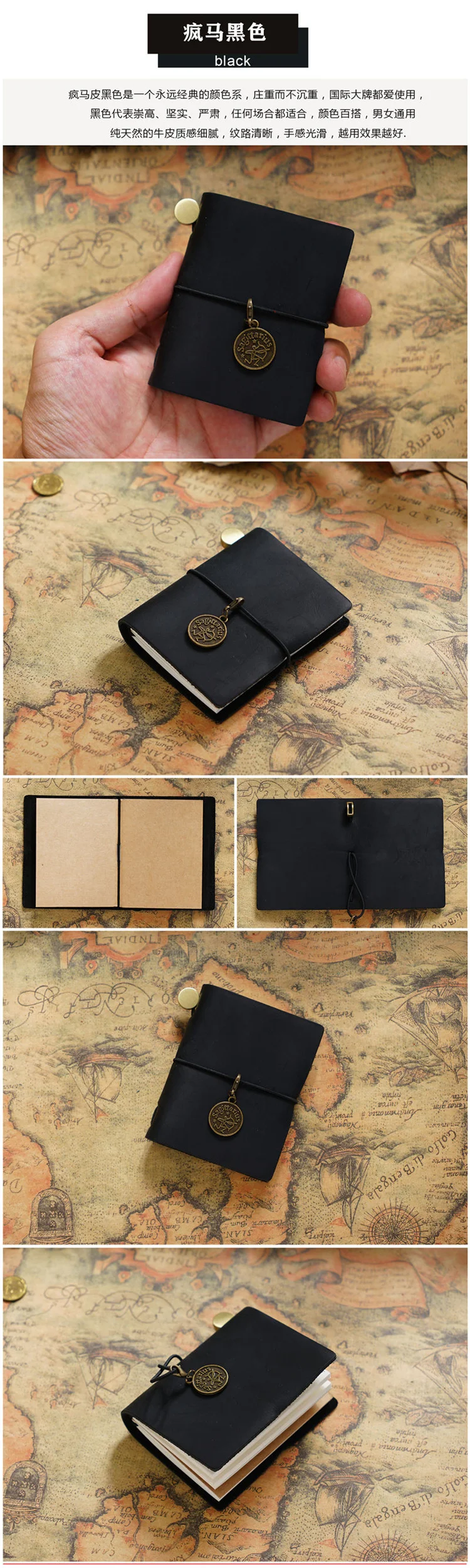 Handmade Vintage Traveler Booklet Mini Edition MINI Loose-leaf Notebook Top Layer Cowhide Pocket Diary Book Notebook