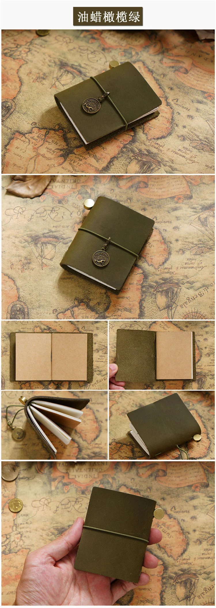 Handmade Vintage Traveler Booklet Mini Edition MINI Loose-leaf Notebook Top Layer Cowhide Pocket Diary Book Notebook