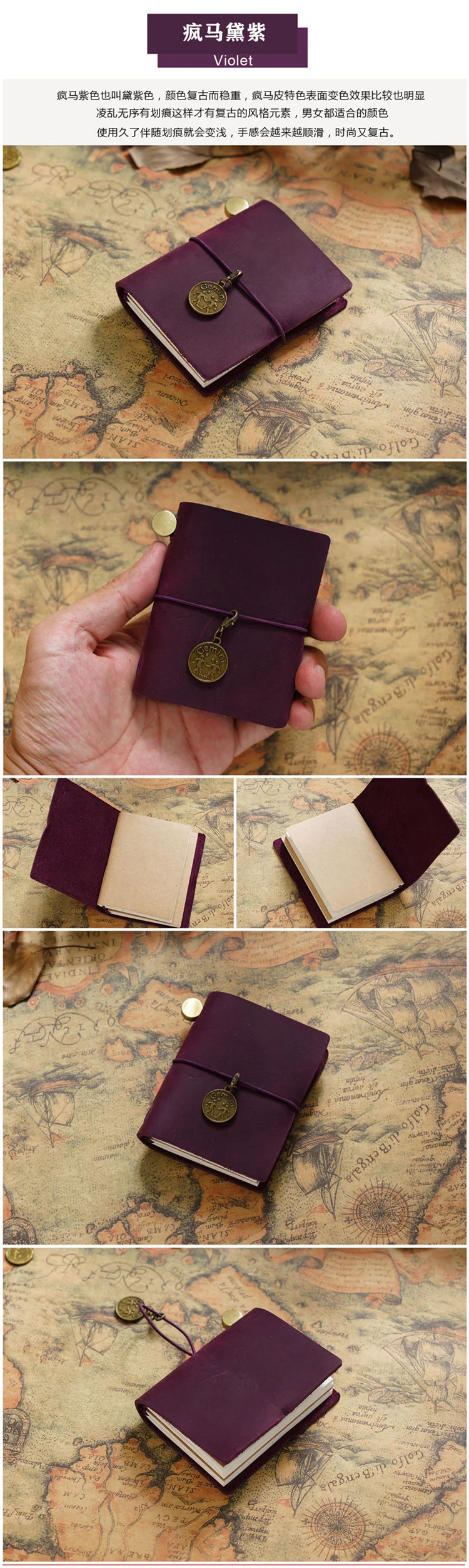 Handmade Vintage Traveler Booklet Mini Edition MINI Loose-leaf Notebook Top Layer Cowhide Pocket Diary Book Notebook