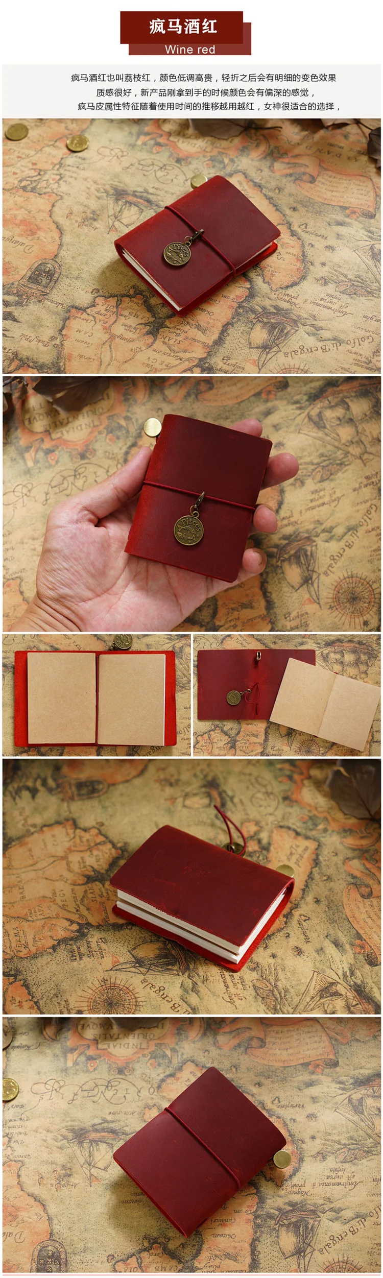 Handmade Vintage Traveler Booklet Mini Edition MINI Loose-leaf Notebook Top Layer Cowhide Pocket Diary Book Notebook