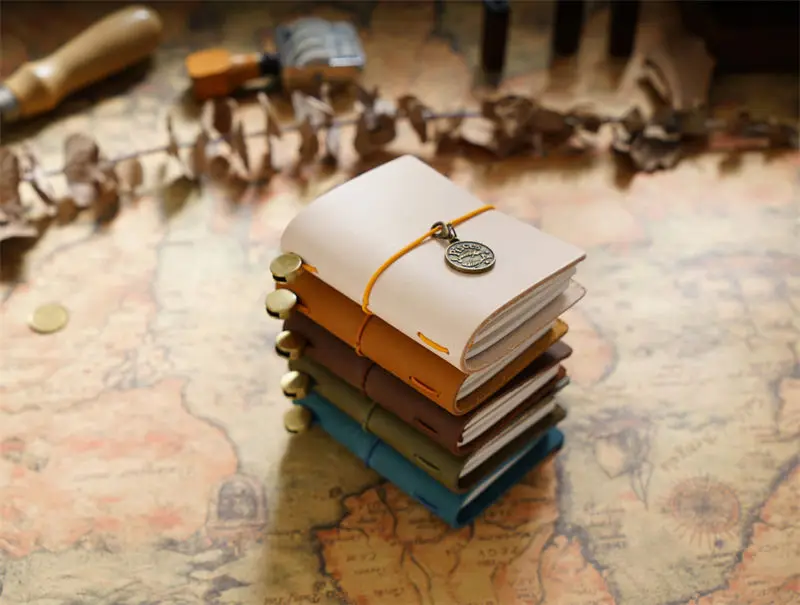 Handmade Vintage Traveler Booklet Mini Edition MINI Loose-leaf Notebook Top Layer Cowhide Pocket Diary Book Notebook