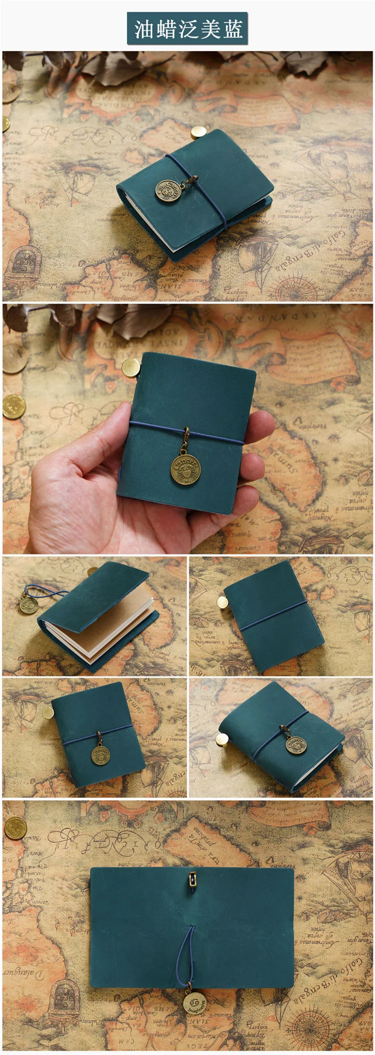 Handmade Vintage Traveler Booklet Mini Edition MINI Loose-leaf Notebook Top Layer Cowhide Pocket Diary Book Notebook