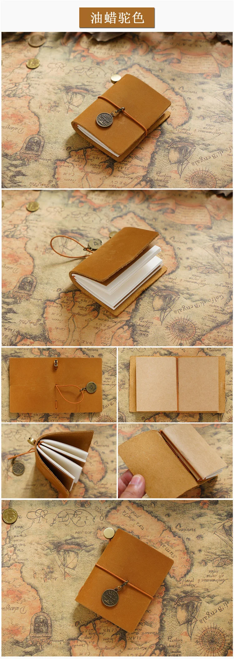 Handmade Vintage Traveler Booklet Mini Edition MINI Loose-leaf Notebook Top Layer Cowhide Pocket Diary Book Notebook