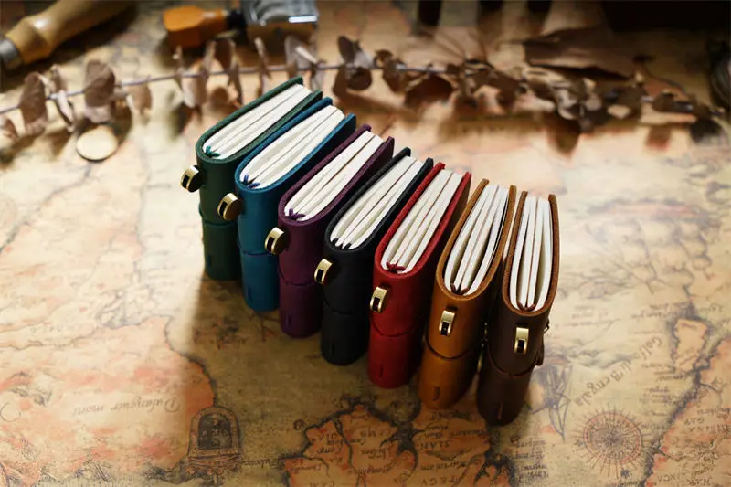 Handmade Vintage Traveler Booklet Mini Edition MINI Loose-leaf Notebook Top Layer Cowhide Pocket Diary Book Notebook