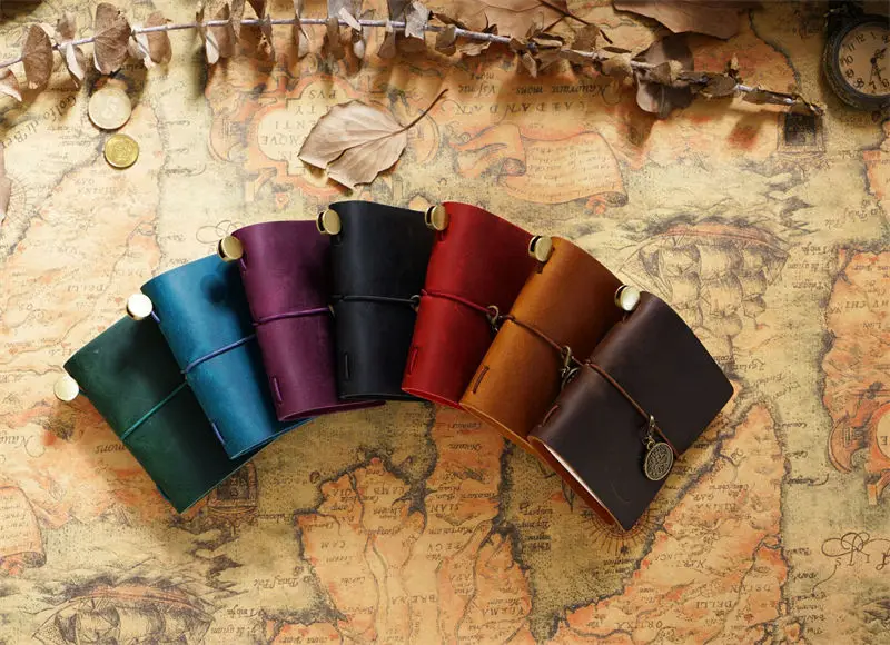 Handmade Vintage Traveler Booklet Mini Edition MINI Loose-leaf Notebook Top Layer Cowhide Pocket Diary Book Notebook