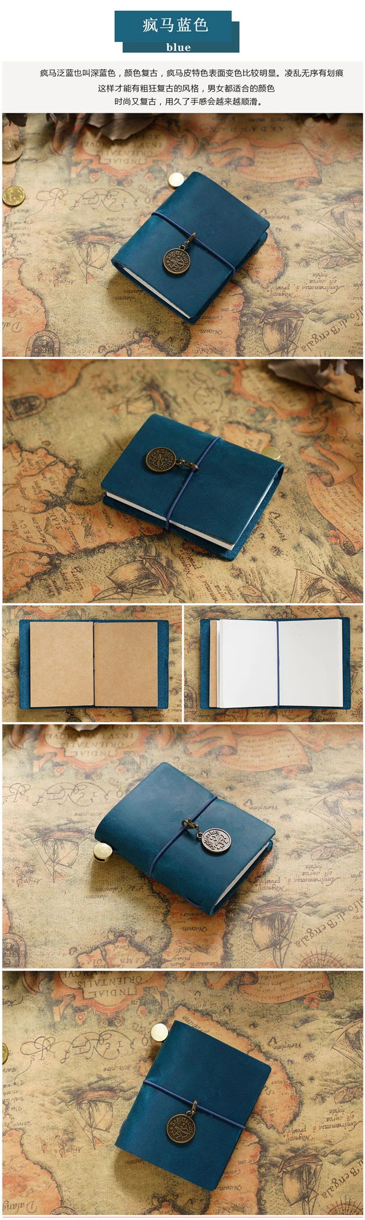 Handmade Vintage Traveler Booklet Mini Edition MINI Loose-leaf Notebook Top Layer Cowhide Pocket Diary Book Notebook