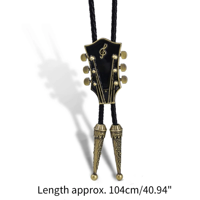 Western Bolo Tie Gaitar Bolo Tie Cowboy Leathers Necktie Moranse Bolo Tie Gaitar Music Necklace Sweater Chain Necklace