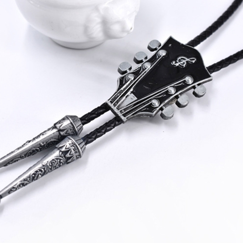 Western Bolo Tie Gaitar Bolo Tie Cowboy Leathers Necktie Moranse Bolo Tie Gaitar Music Necklace Sweater Chain Necklace