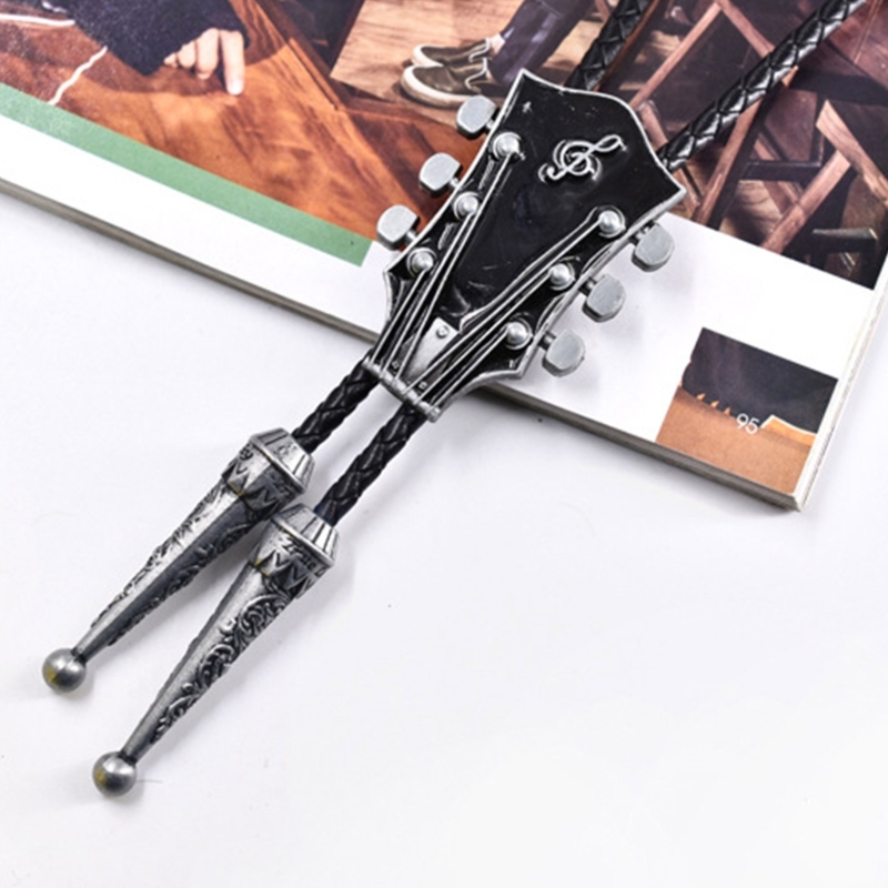 Western Bolo Tie Gaitar Bolo Tie Cowboy Leathers Necktie Moranse Bolo Tie Gaitar Music Necklace Sweater Chain Necklace