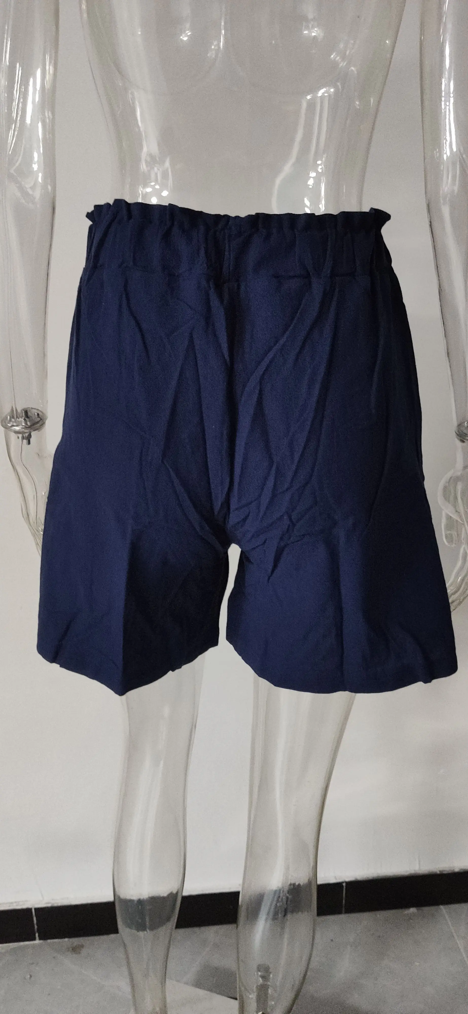 European and American Women's Cotton and Linen Flower Bud High Waist Shorts Fashionable Large Wide Leg Casual Shorts