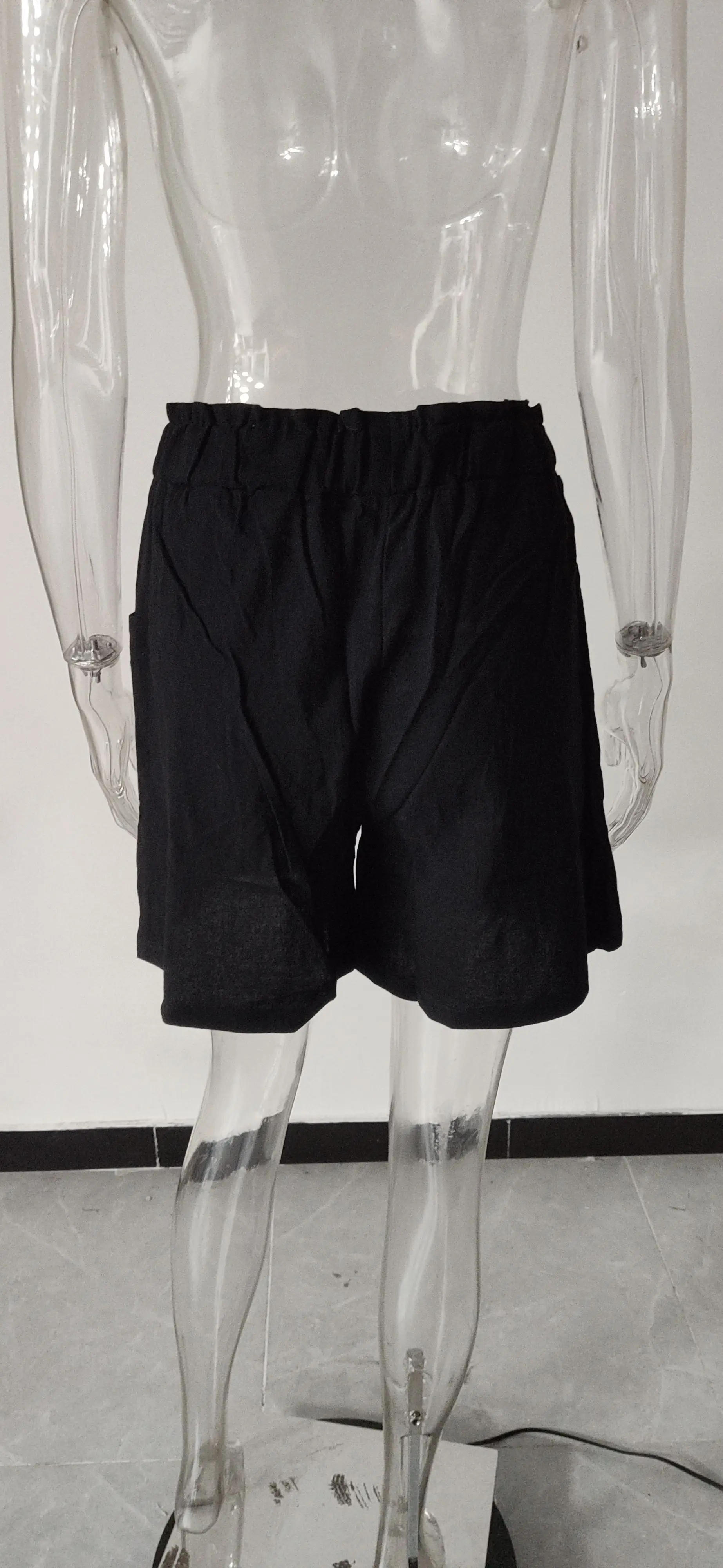 European and American Women's Cotton and Linen Flower Bud High Waist Shorts Fashionable Large Wide Leg Casual Shorts
