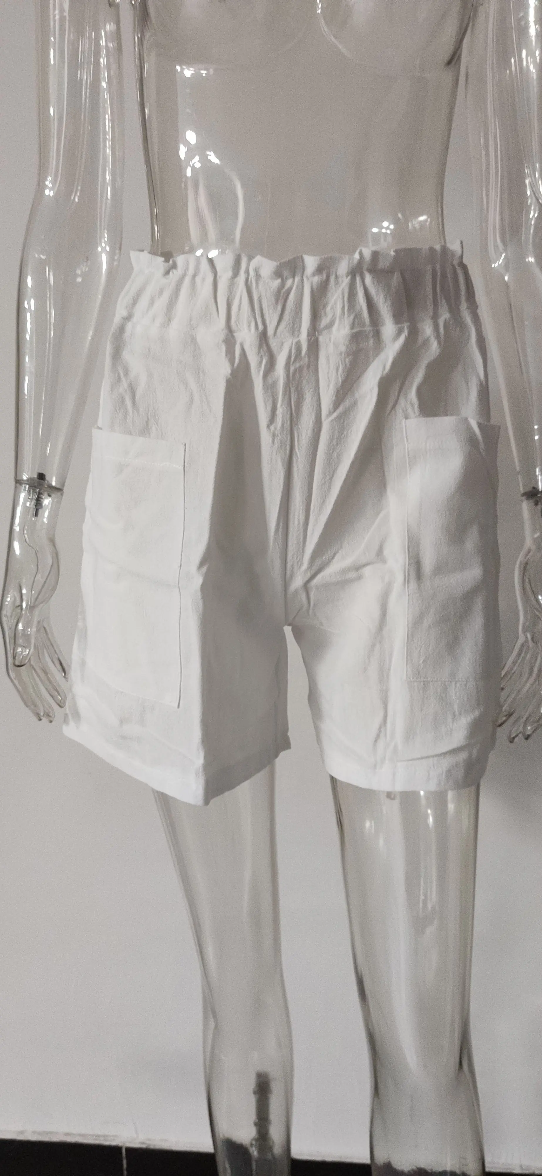 European and American Women's Cotton and Linen Flower Bud High Waist Shorts Fashionable Large Wide Leg Casual Shorts
