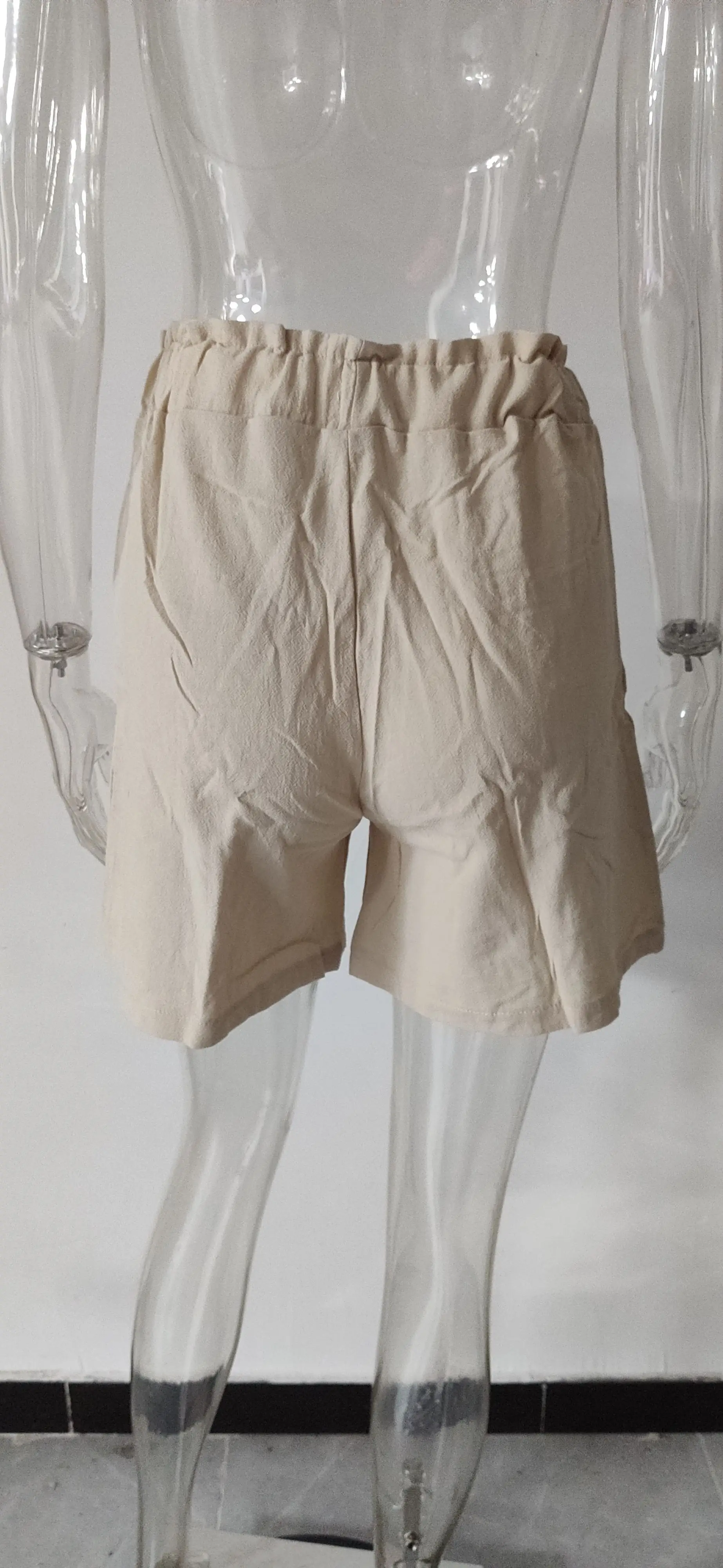 European and American Women's Cotton and Linen Flower Bud High Waist Shorts Fashionable Large Wide Leg Casual Shorts