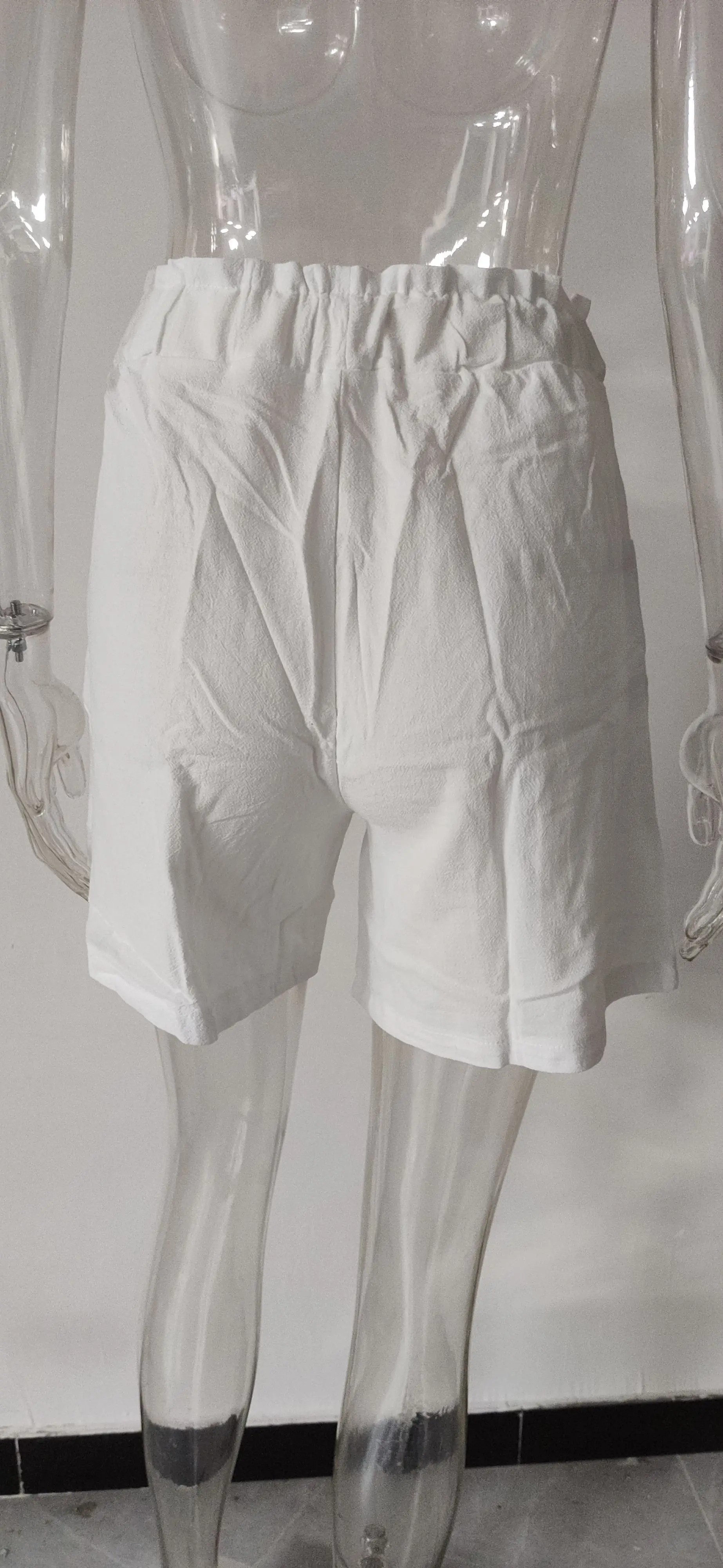 European and American Women's Cotton and Linen Flower Bud High Waist Shorts Fashionable Large Wide Leg Casual Shorts