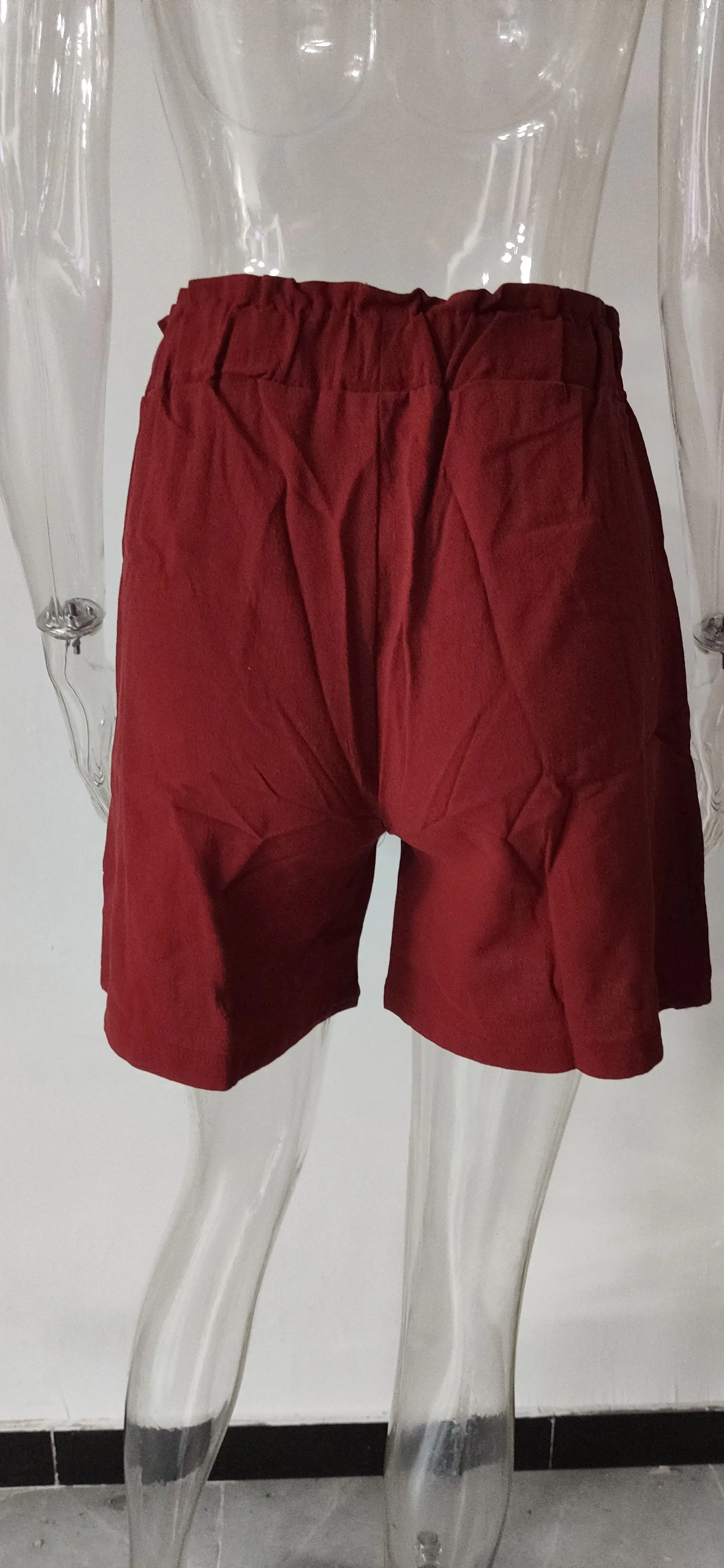 European and American Women's Cotton and Linen Flower Bud High Waist Shorts Fashionable Large Wide Leg Casual Shorts