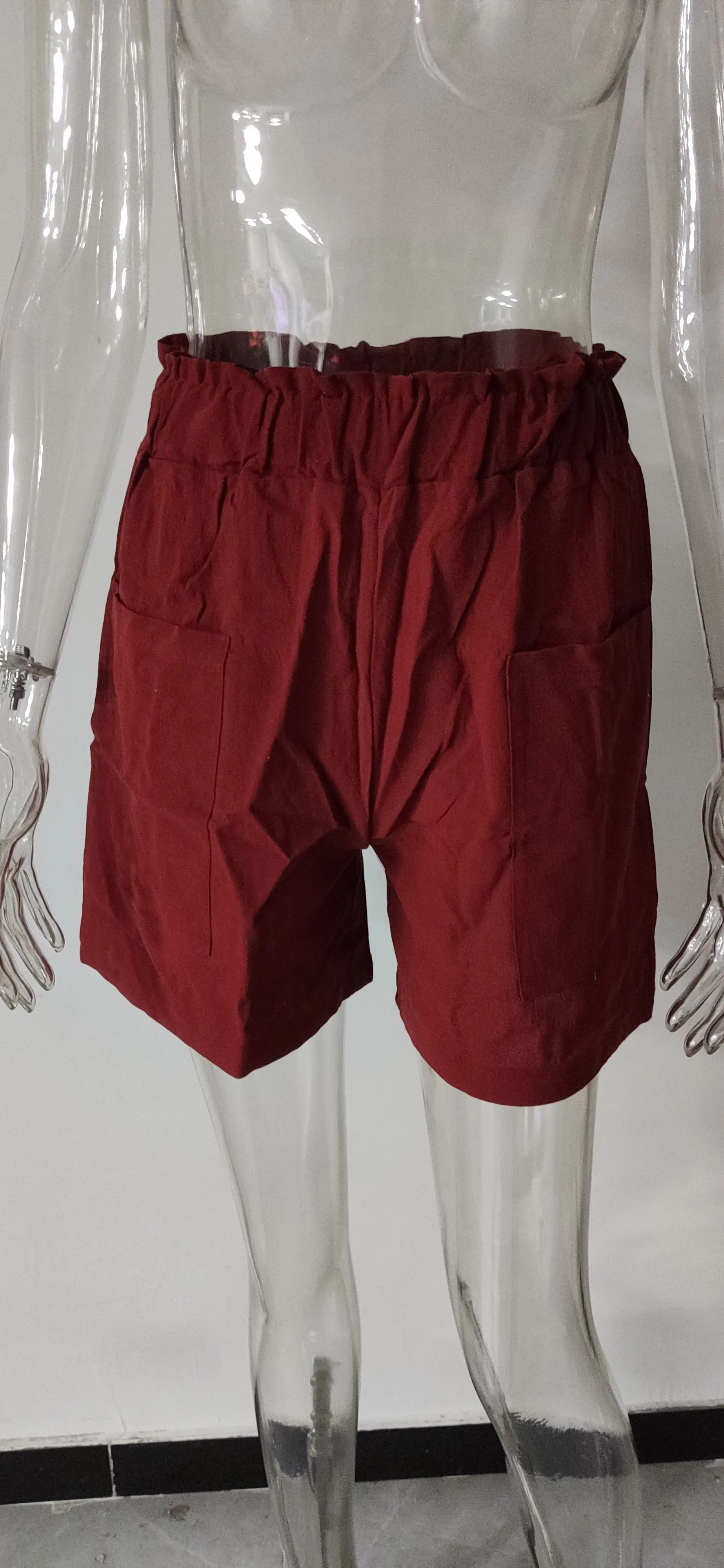 European and American Women's Cotton and Linen Flower Bud High Waist Shorts Fashionable Large Wide Leg Casual Shorts