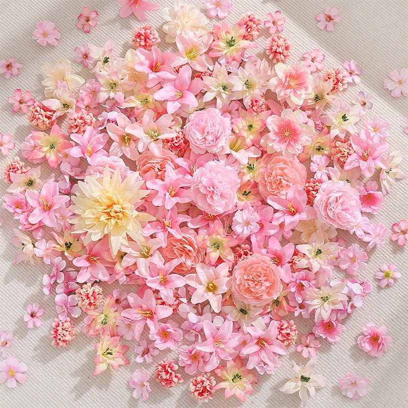 3-10cm Artificial Flower Head Mini Silk Artificial Rose Peony Daisy Flower Craft Supplies Wedding Party Wreath Home Decoration