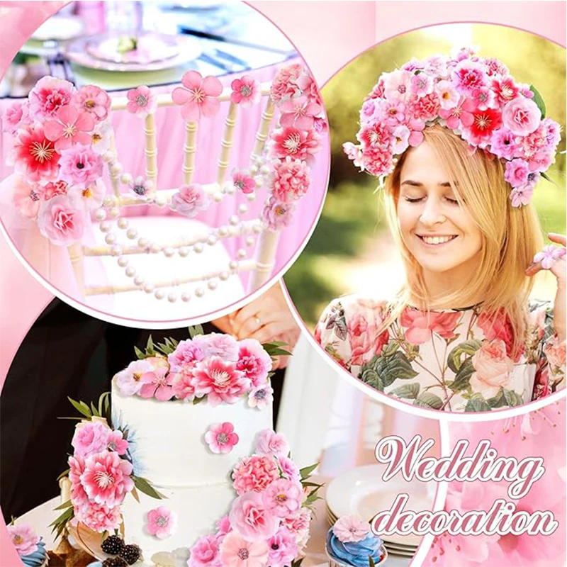 3-10cm Artificial Flower Head Mini Silk Artificial Rose Peony Daisy Flower Craft Supplies Wedding Party Wreath Home Decoration