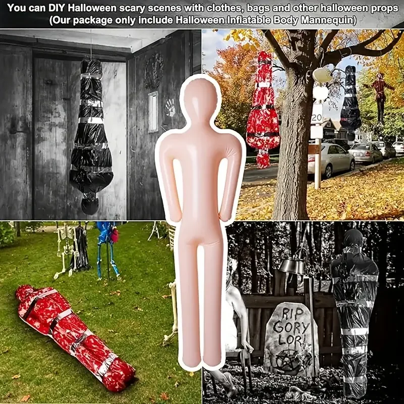 1 Set of 5Pcs Inflatable Human Model Full-Size Inflatable Dummy, Halloween DIY Decoration Role-Playing Props Fake Halloween Costume Display Yard Decoration