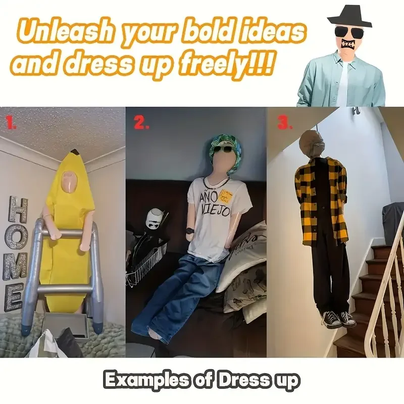 1 Set of 5Pcs Inflatable Human Model Full-Size Inflatable Dummy, Halloween DIY Decoration Role-Playing Props Fake Halloween Costume Display Yard Decoration