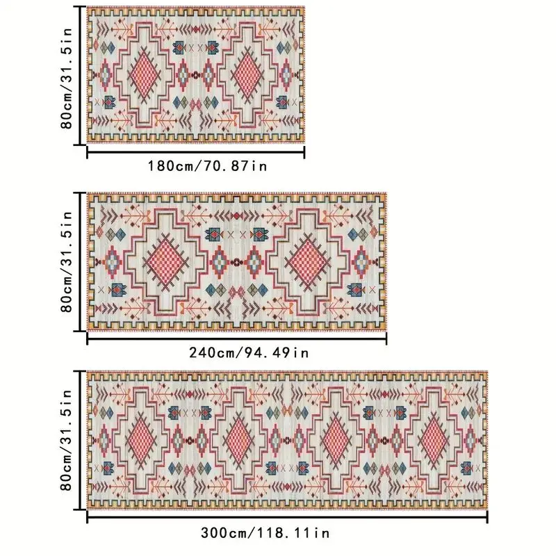 VIKAMA Washable Hallway Runner Rug for Home Decor Vintage Long Kitchen Carpets with Non Slip Backing Rug for Living Room Bedroom