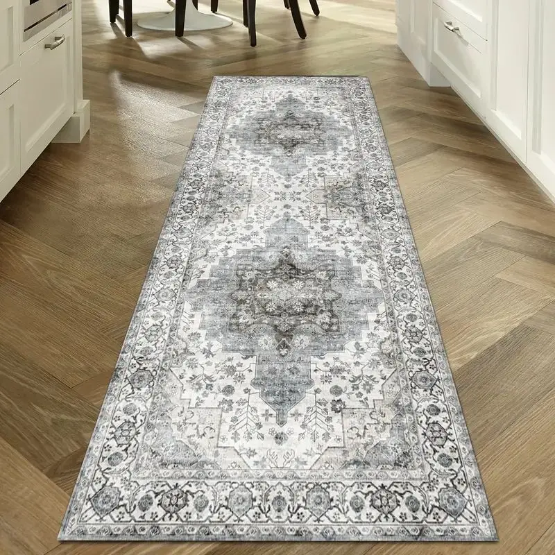 VIKAMA Washable Hallway Runner Rug for Home Decor Vintage Long Kitchen Carpets with Non Slip Backing Rug for Living Room Bedroom