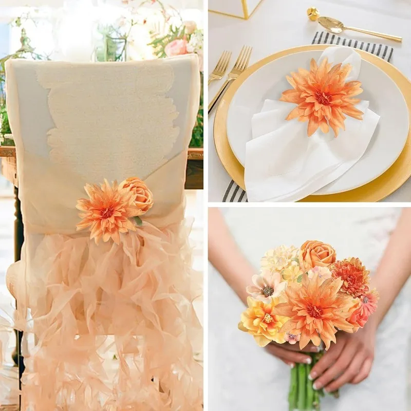 24Pcs Artificial Peony Flowers Head for Wedding Decoration Fake Flower Home Decor Birthday Party DIY Garland Gift Accessories
