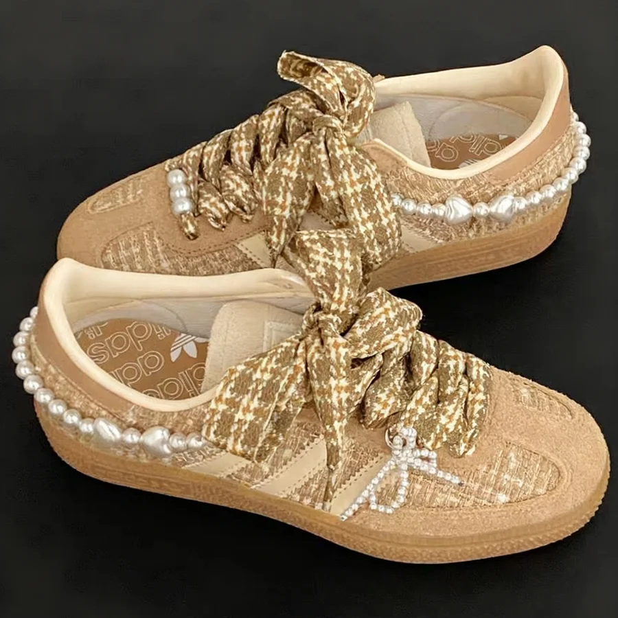 2.5 cm Width Autumn Winter Lattice Shoelaces Trendy Brown Shoelaces Beauty DE Traning Shoes Casual Sports Leather Shoes Laces