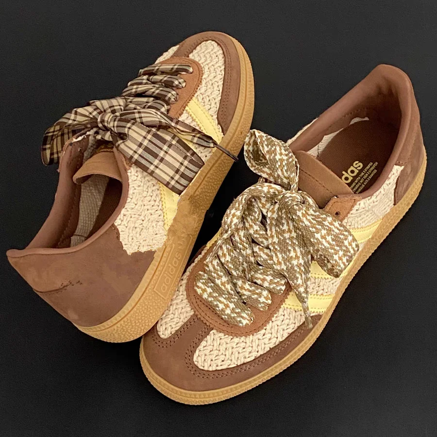 2.5 cm Width Autumn Winter Lattice Shoelaces Trendy Brown Shoelaces Beauty DE Traning Shoes Casual Sports Leather Shoes Laces