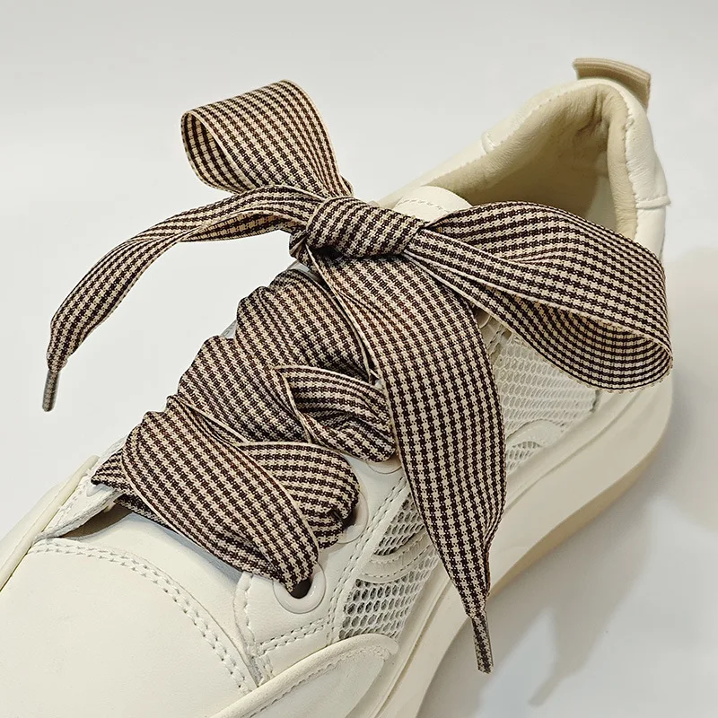2.5 cm Width Autumn Winter Lattice Shoelaces Trendy Brown Shoelaces Beauty DE Traning Shoes Casual Sports Leather Shoes Laces