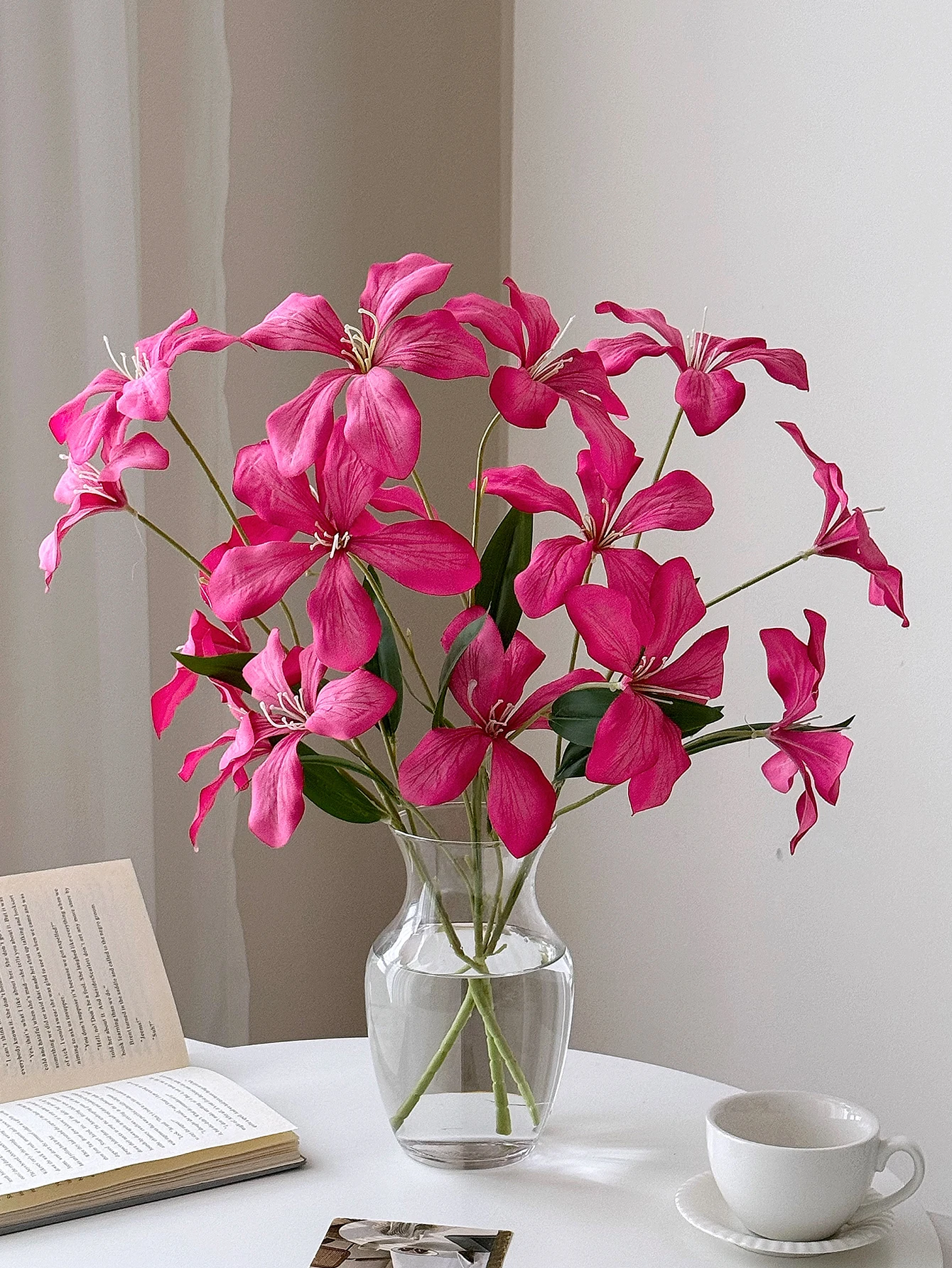 1pc Artificial Silk Flowers Artificial Human-like Flame Orchid Home Living Room Decoration with Artificial Flowers Wedding Windo