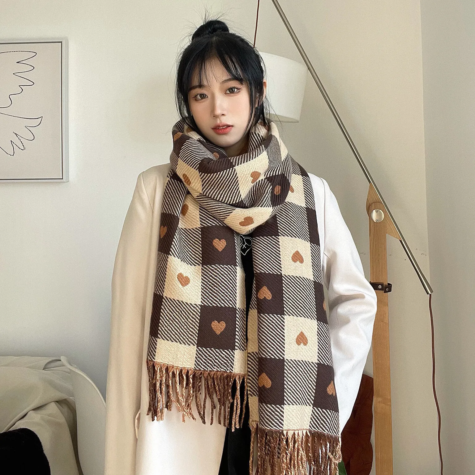 2025 Luxury Winter Cashmere Scarf Women New Design Warm Pashmina Long Tassel Scarves Female Print Shawl Thick Foulard Bufanda