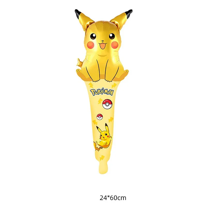 16Pcs Pokemon Hand Stick Foil Balloons Globals Cartoon pikachu Strip Balls Sids Boy Birthday Party Inflatable Toys Gift