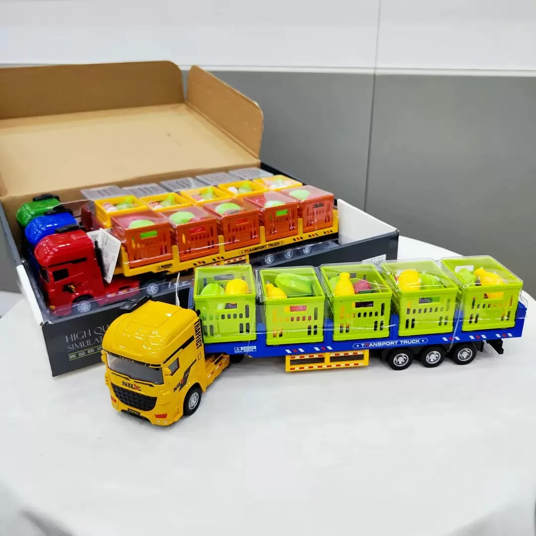 Simulation Alloy Die-Cast Freight Roadblock Fruit and Vegetable Transport Truck Baby Large Car Model Toy Children's Gift