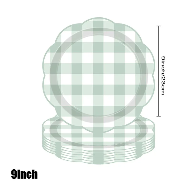 New Lace Green Grid Themed Party Tableware, Paper Cups, Plates, Napkins, Tablecloths, Baby Showers, Birthdays, Party Tableware