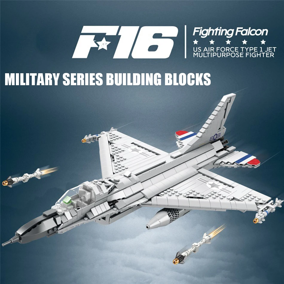 MOC Military Series Jump Jets F14 F16 F18 F22 F35 Aircraft Building Blocks War Fighter Model Bricks Toys For Childrens Boy Gifts