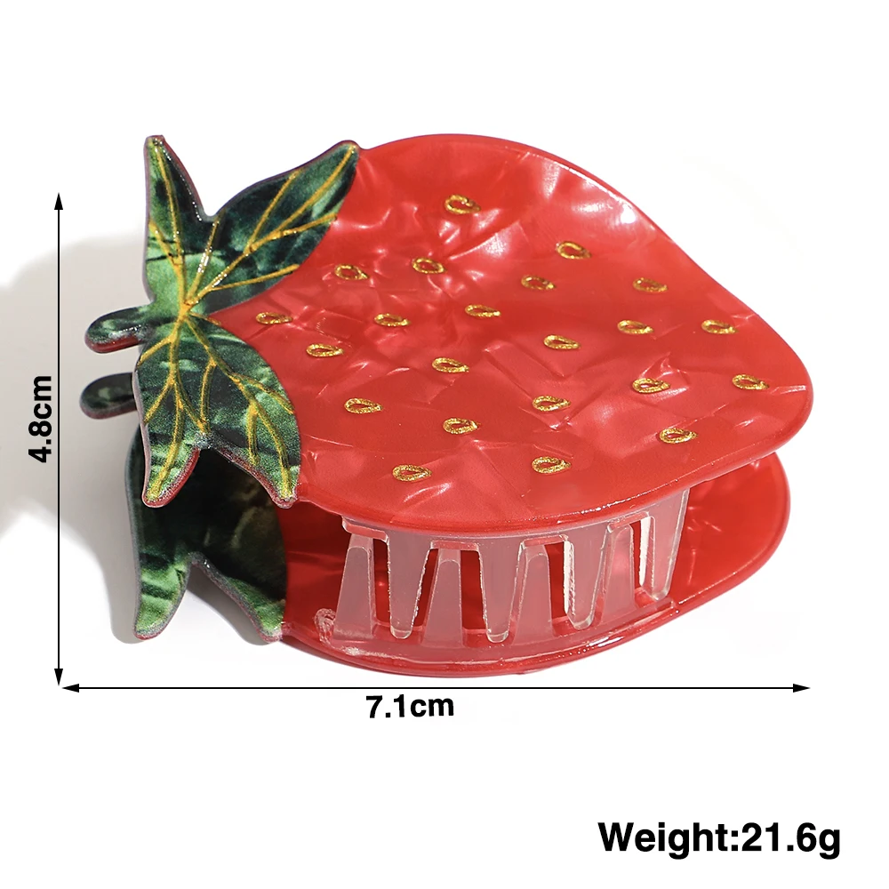 Creative Acetate Strawberry Shark Hairpin Women's Girls Cute Acetate Fruit Accessories Tool Hair Clip Claw For Fixed Headress