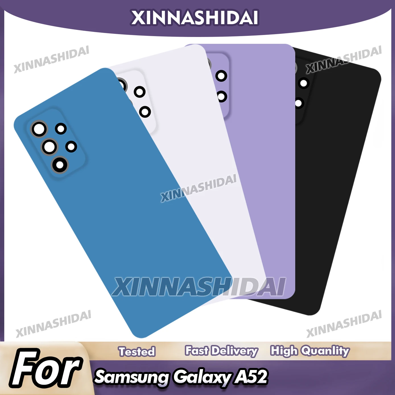 New Battery Cover for Samsung Galaxy A52 Back Cover Case Housing Cover Repair Parts Battery Cover Door