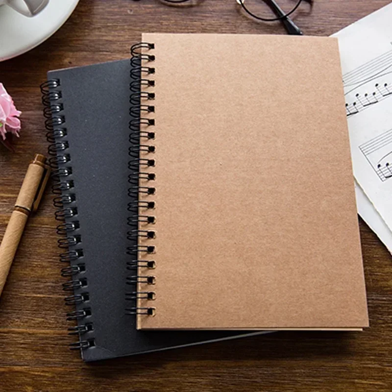 Creative Retro Kraft Paper Sketchbook Blank Doodle Note Diary Coil Book for Artists Wholesale High Quality