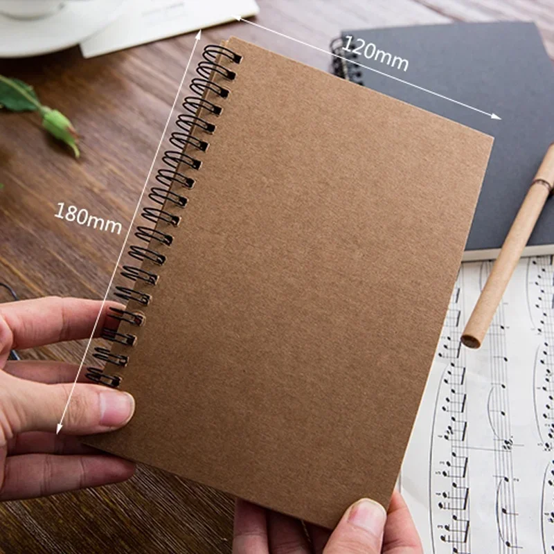 Creative Retro Kraft Paper Sketchbook Blank Doodle Note Diary Coil Book for Artists Wholesale High Quality