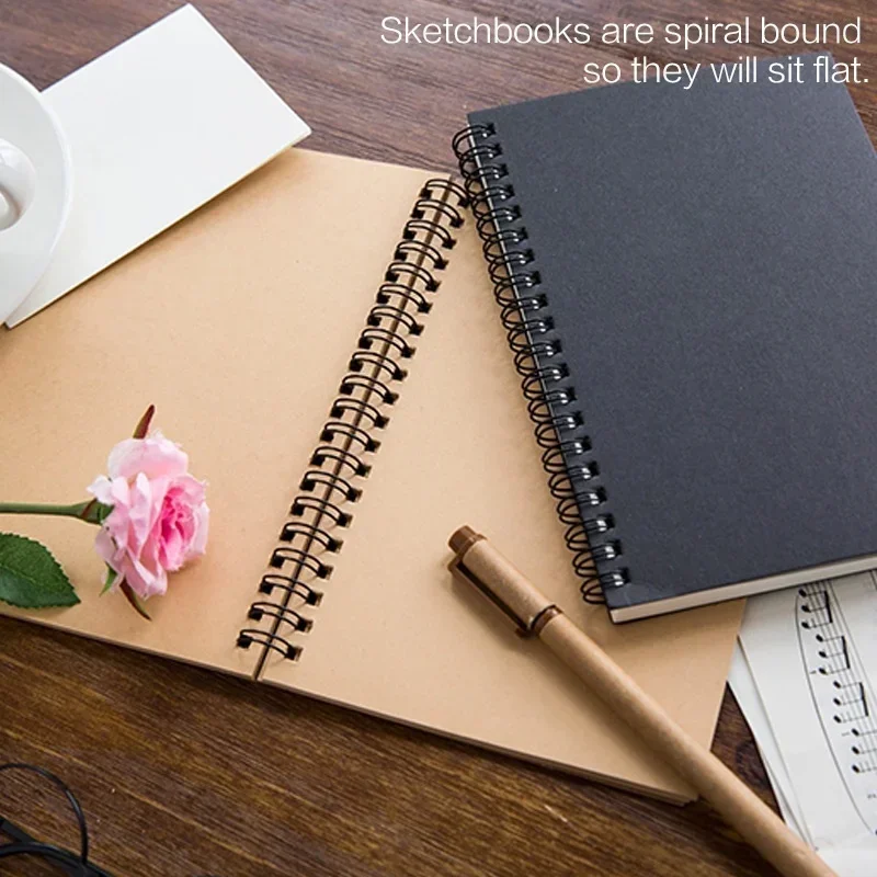 Creative Retro Kraft Paper Sketchbook Blank Doodle Note Diary Coil Book for Artists Wholesale High Quality