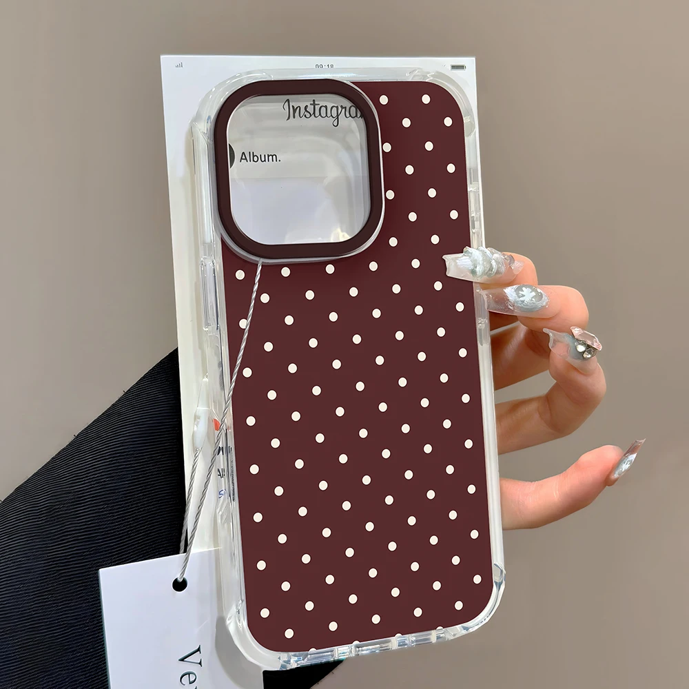 luxuryInsBrownRedPolkaDotsPhoneCaseForiPhone171616e1514131211MiniProMaxXXRXSMax78AirPlusBackCover