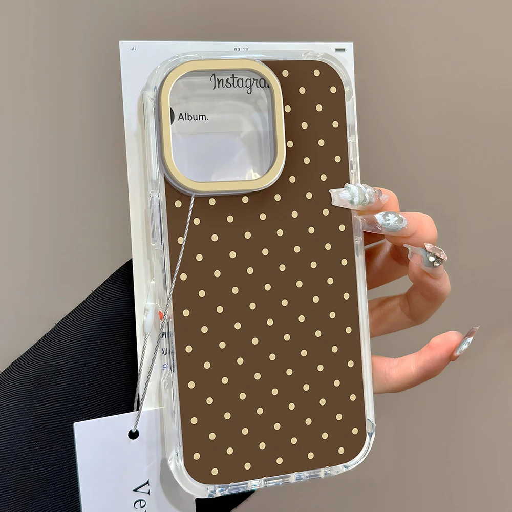 luxuryInsBrownRedPolkaDotsPhoneCaseForiPhone171616e1514131211MiniProMaxXXRXSMax78AirPlusBackCover