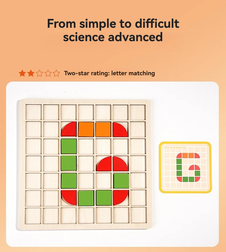 Wooden Montessori 120pcs PuzzleToys Mosaic Color Shapes Sensory Game Early Educational Toy Jigsaw Pattern Blocks for Toddler's